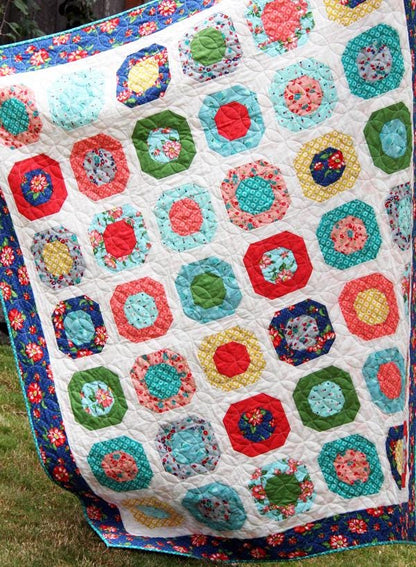 Cluck Cluck Sew Dottie Quilt Pattern Finished Size: 61"x69"