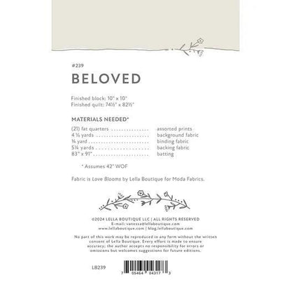 Lella Boutique Beloved Quilt Pattern Finished Size 74.5"x82.5" LB239