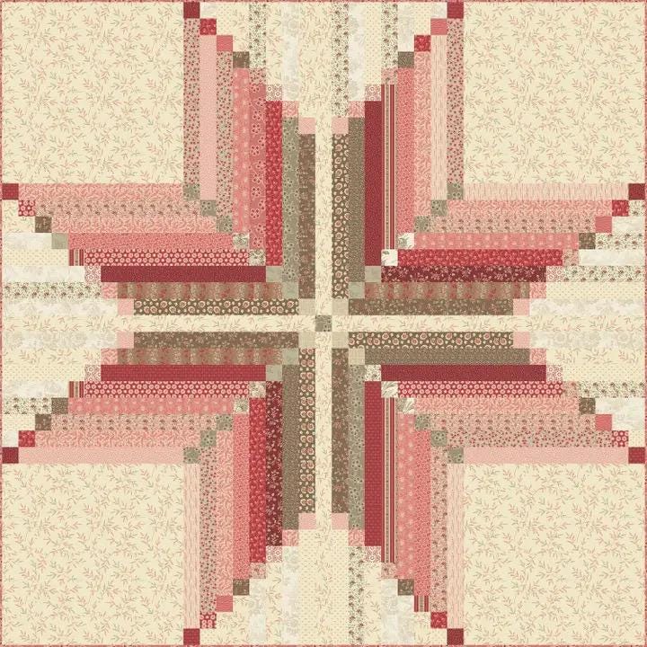 Laundry Basket Quilts Virginia Star- Jelly Roll Quilt Pattern Finished Size: 74.5"x74.5"