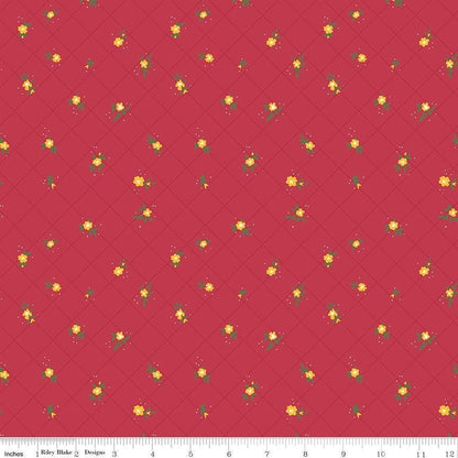 Riley Blake Heather Peterson Market Street Fabric Collection Flower Grid on Berry Premium 100% Quilt Shop Quality Cotton Fabric