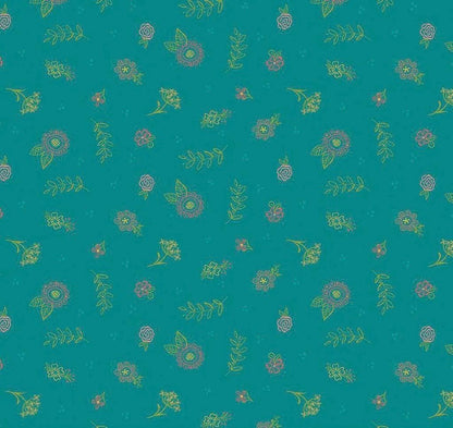 Riley Blake Heather Peterson Market Street Fabric Collection Embroidery Flowers on Teal Premium 100% Quilt Shop Quality Cotton Fabric