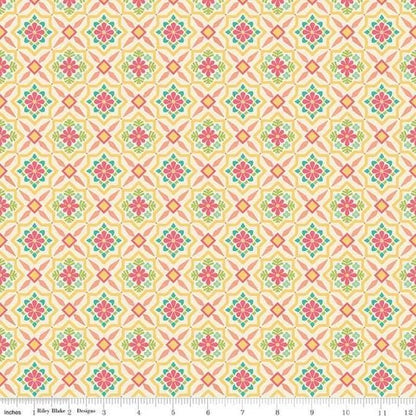Riley Blake Heather Peterson Market Street Fabric Collection Tiles on Cream Premium 100% Quilt Shop Quality Cotton Fabrics