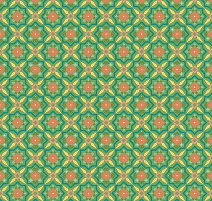 Riley Blake Heather Peterson Market Street Fabric Collection Flowers on Green Premium 100% Quilt Shop Quality Cotton Fabrics