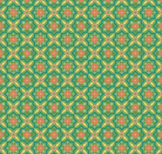 Riley Blake Heather Peterson Market Street Fabric Collection Flowers on Green Premium 100% Quilt Shop Quality Cotton Fabrics
