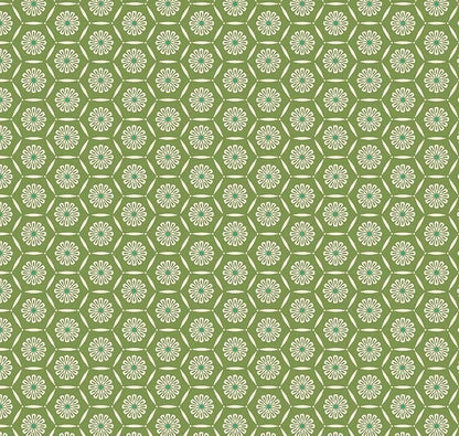 Riley Blake Heather Peterson Market Street Fabric Collection Hexagons on Green Premium 100% Quilt Shop Quality Cotton Fabrics