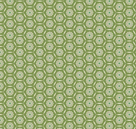 Riley Blake Heather Peterson Market Street Fabric Collection Hexagons on Green Premium 100% Quilt Shop Quality Cotton Fabrics