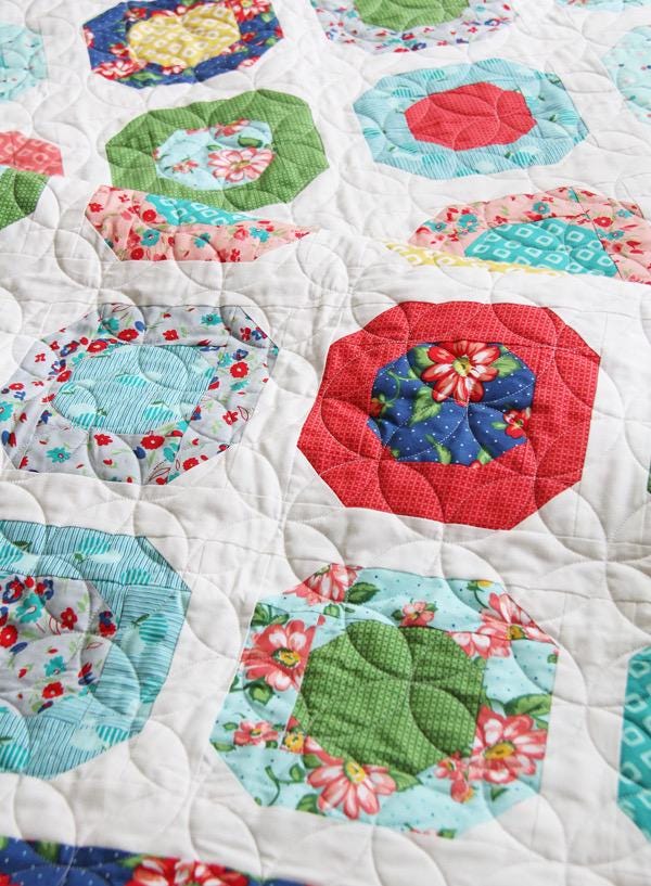 Cluck Cluck Sew Dottie Quilt Pattern Finished Size: 61"x69"