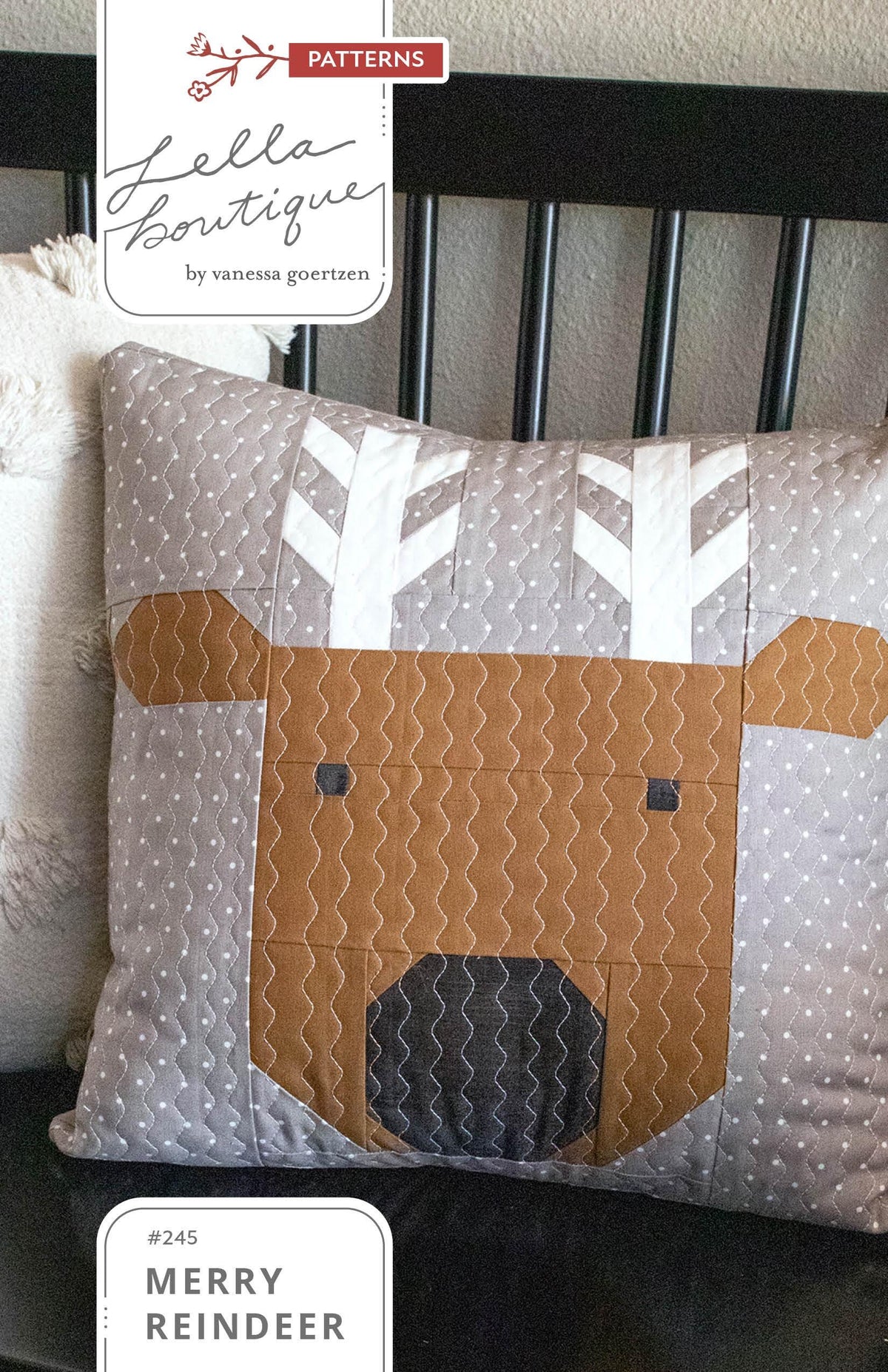 Lella Boutique Merry Reindeer Winter Pillow Pattern Finished Size 17"x17" LB245