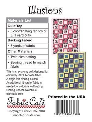 Fabric Cafe Illusions Quilt Pattern Finished Size 42”x57”