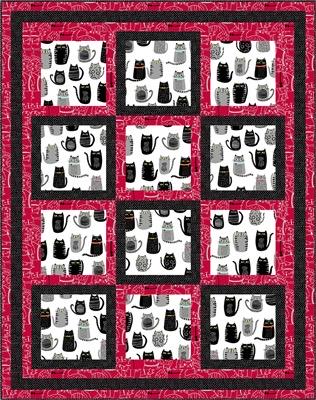 Fabric Cafe Suite Times Quilt Pattern (uses only 3YDS of fabric) Finished Size 49”x62”