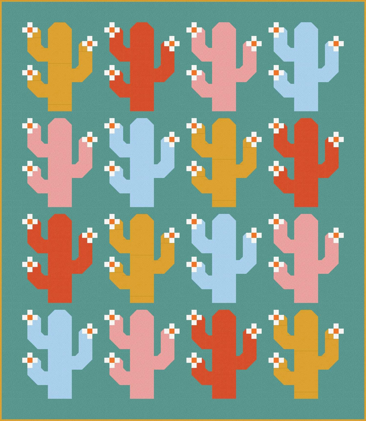Pen + Paper Patterns Oh My Cacti Quilt Kit Featuring Poppie Cotton Country Confetti Fabric Collection Finished Size: 53.5"x61.5"
