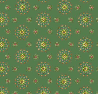 Riley Blake Heather Peterson Market Street Fabric Collection Medallions on Green Premium 100% Quilt Shop Quality Cotton Fabric