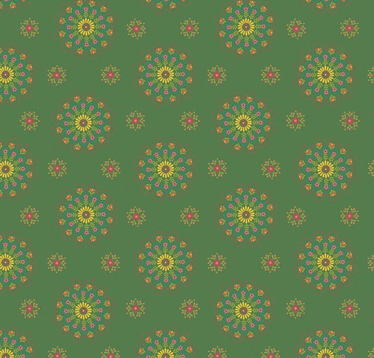 Riley Blake Heather Peterson Market Street Fabric Collection Medallions on Green Premium 100% Quilt Shop Quality Cotton Fabric