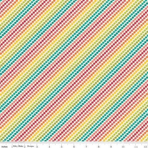 Riley Blake Heather Peterson Market Street Fabric Collection Rainbow Stripes on Cream Premium 100% Quilt Shop Quality Cotton Fabric