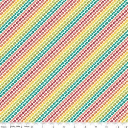 Riley Blake Heather Peterson Market Street Fabric Collection Rainbow Stripes on Cream Premium 100% Quilt Shop Quality Cotton Fabric