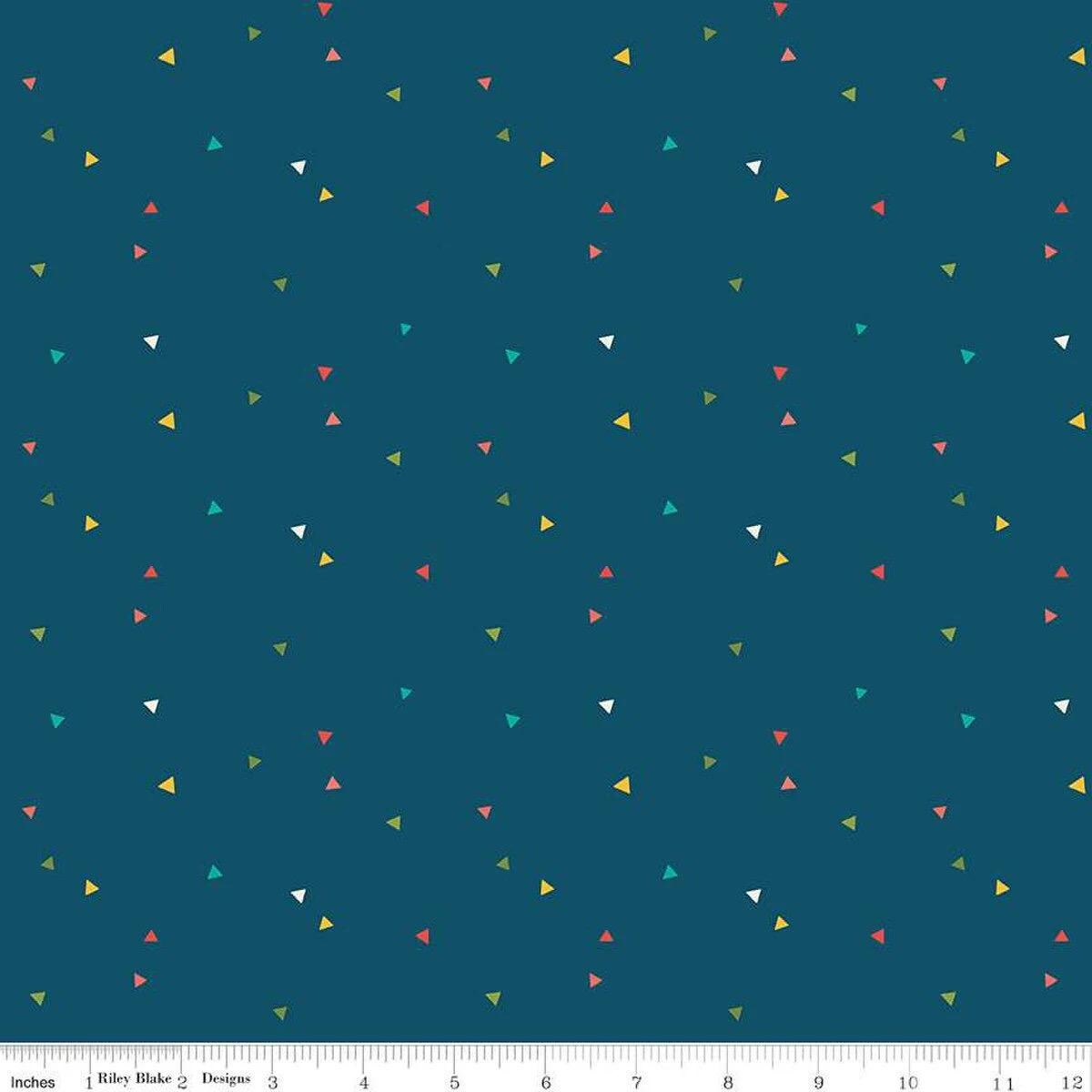 END OF BOLT 16" Riley Blake Heather Peterson Market Street Fabric Collection Triangles on Navy