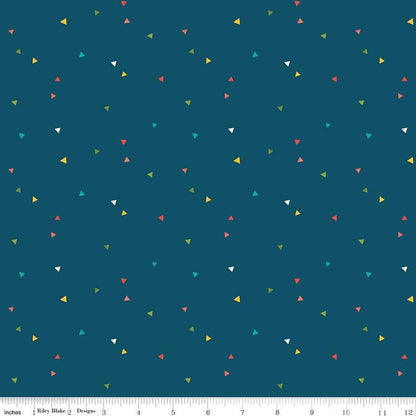 END OF BOLT 16" Riley Blake Heather Peterson Market Street Fabric Collection Triangles on Navy