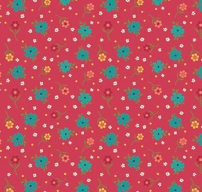 END OF BOLT 13" Riley Blake Heather Peterson Market Street Fabric Collection Flowers on Berry