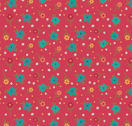 END OF BOLT 13" Riley Blake Heather Peterson Market Street Fabric Collection Flowers on Berry