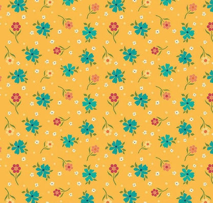 Riley Blake Heather Peterson Market Street Fabric Collection Flowers on Yellow Premium 100% Quilt Shop Quality Cotton Fabrics