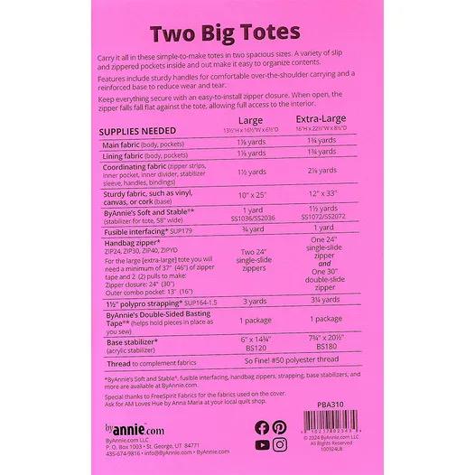 ByAnnie Two Big Totes Pattern - 2 Size Variations Per Pattern (14 Colors of 18"x54" Mesh Packs Sold Separately) PBA310