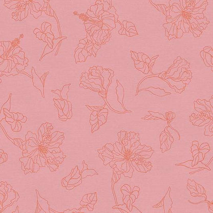 Paintbrush Studio Botanica Fabric Collection Hibiscus on Pink Authentic Premium 100% Cotton Quilt Shop Quality Fabrics