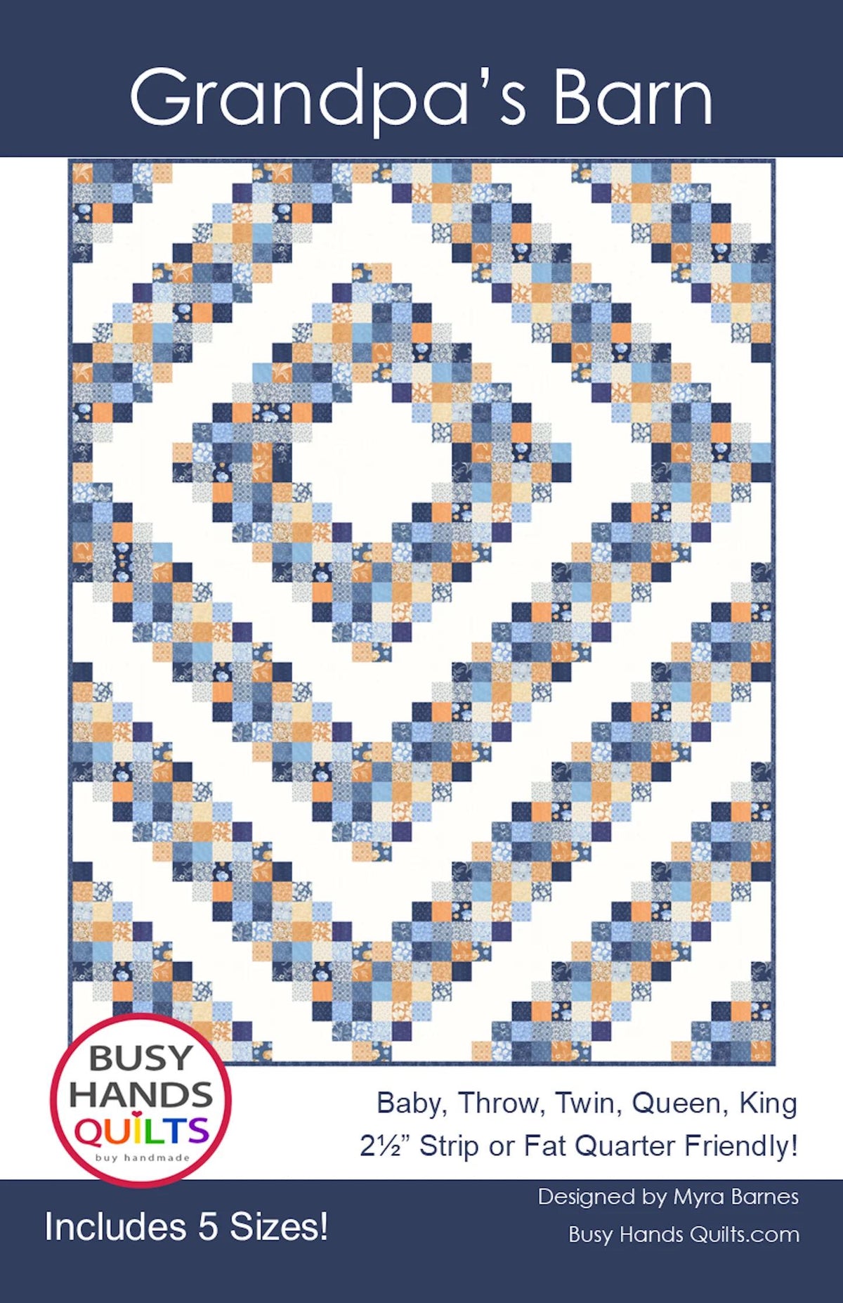 LIMITED EDITION!! Busy Hand's Quilts Grandpa's Barn Quilt Kit Featuring Poppie Cotton Kitty Loves Candy Fabric Collection 50"x70"