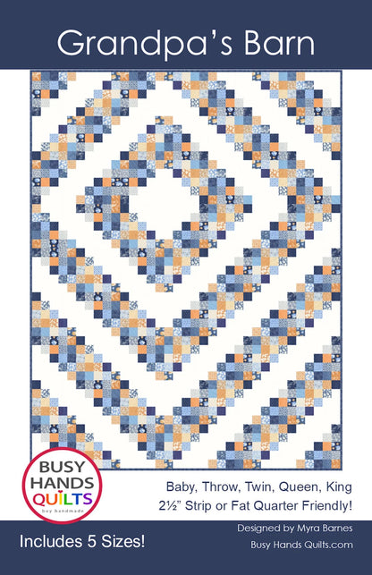 LIMITED EDITION!! Busy Hand's Quilts Grandpa's Barn Quilt Kit Featuring Poppie Cotton Kitty Loves Candy Fabric Collection 50"x70"