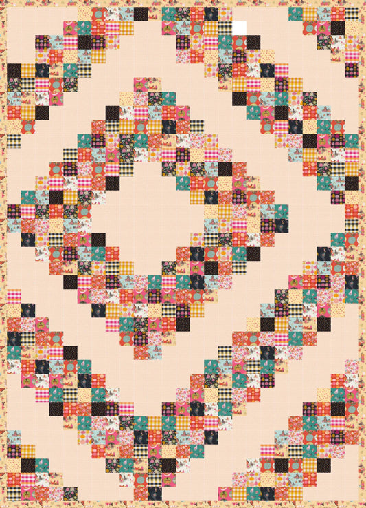 LIMITED EDITION!! Busy Hand's Quilts Grandpa's Barn Quilt Kit Featuring Poppie Cotton Kitty Loves Candy Fabric Collection 50"x70"