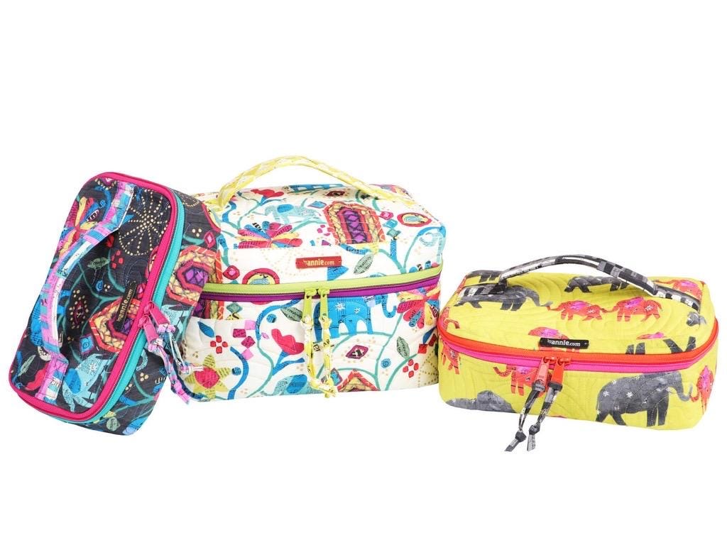 ByAnnie All Aboard Train Case Trio Pattern- 3 Size Variations Per Pattern PBA244 (14 Colors of 18"x54" Mesh Packs Sold Separately)