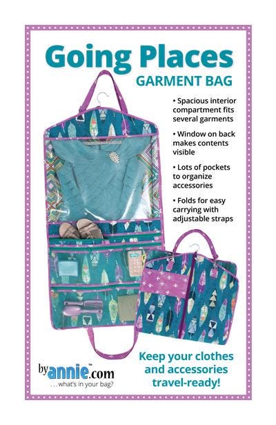 ByAnnie Going Places Garment Bag Pattern PBA259 (14 Colors of 18"x54" Mesh Packs Sold Separately)