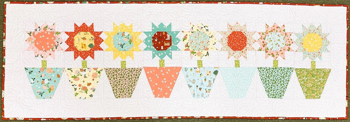 Poppie Cotton Sunshine In A Pot Table Runner Kit Featuring Poppie Cotton Promise Me Fabric Collection Finished Size: 72"x24"