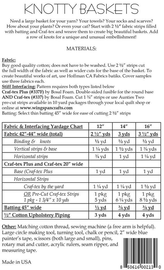 Aunties Two Knotty Baskets Pattern - 3 Size Variations Per Pattern AT213