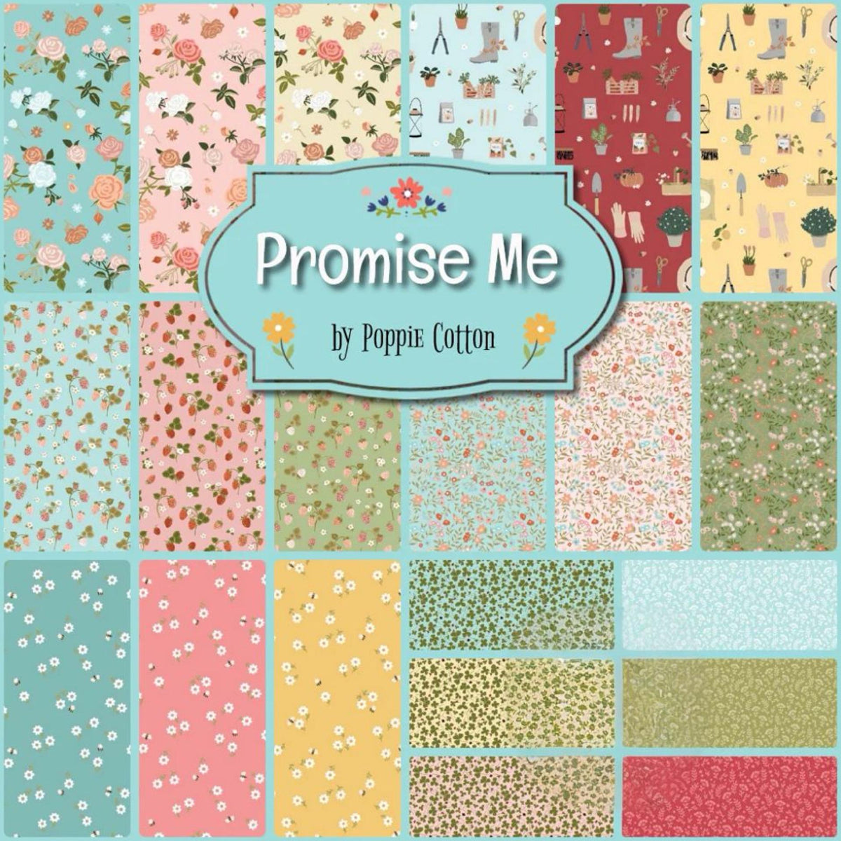 Poppie Cotton Sunshine In A Pot Table Runner Kit Featuring Poppie Cotton Promise Me Fabric Collection Finished Size: 72"x24"