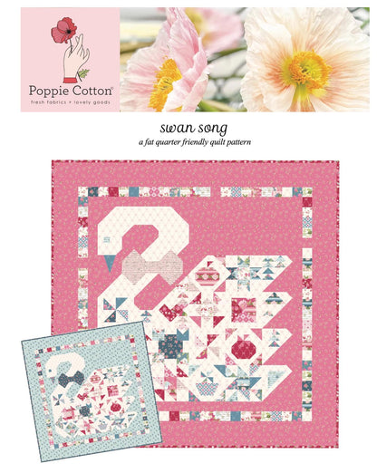 NEW ARRIVAL!! Poppie Cotton Blue Swan Song Quilt Kit Featuring Poppie Cotton Stolen Moments Fabric Collection Finished Size: 58"x58"