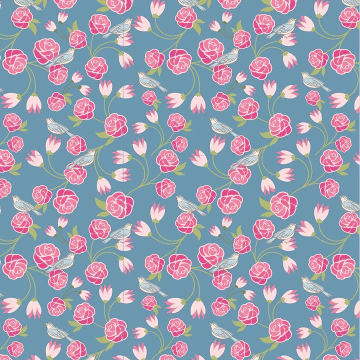 NEW ARRIVAL!! Poppie Cotton Blue Swan Song Quilt Kit Featuring Poppie Cotton Stolen Moments Fabric Collection Finished Size: 58"x58"