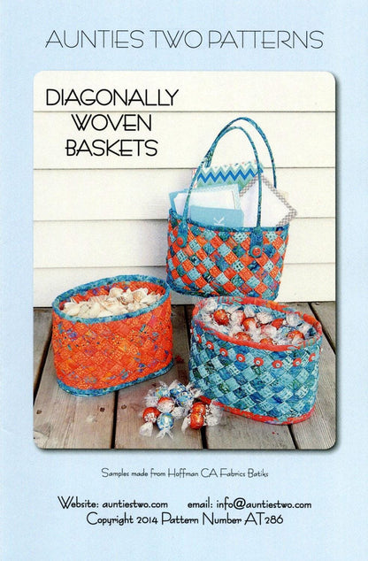 Aunties Two Diagonally Woven Baskets Pattern Finished Size: 5"x9"x6" AT286
