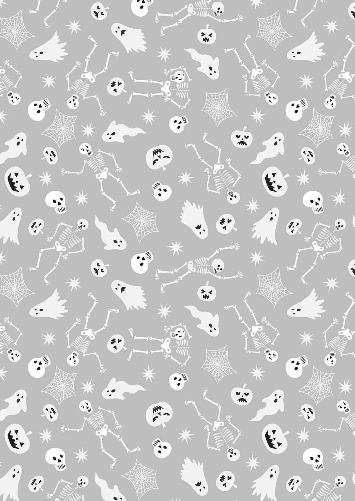 Glow-In-The-Dark Lewis & Irene Witchy Woods Fabric Collection Spooky Friends on Ghostly Gray Authentic Premium 100% Cotton Fabrics