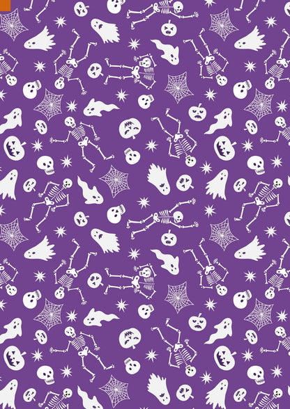 Glow-In-The-Dark Lewis & Irene Witchy Woods Fabric Collection Spooky Friends on Purple Authentic Premium 100% Cotton Fabrics