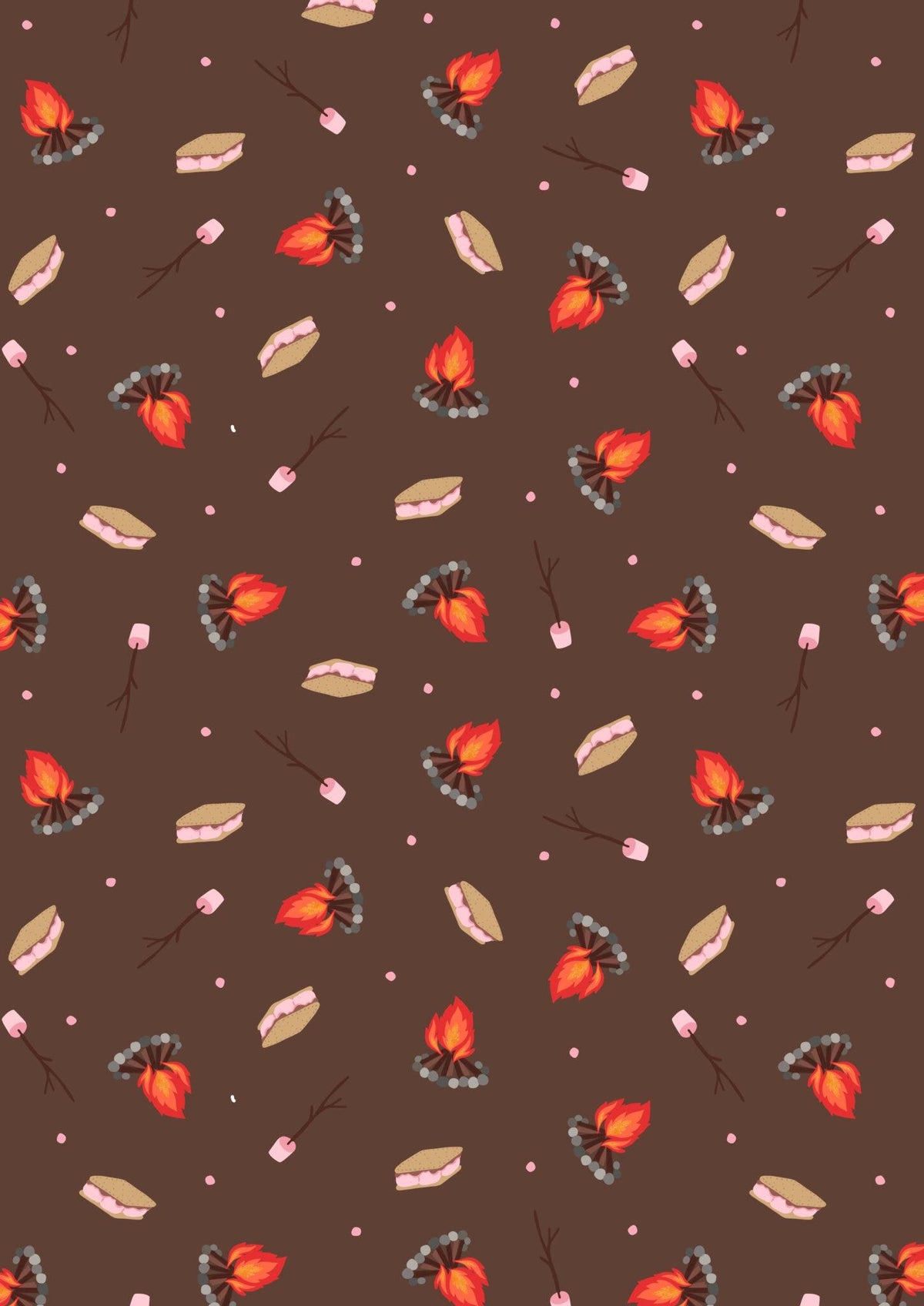 Lewis & Irene Small Things Snuggle Season Fabric Collection Campfire Mallows on Chocolate Authentic Premium 100% Cotton Fabrics