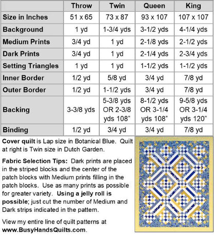 Busy Hands Quilts Sweet Caroline Quilt Pattern - 4 Size Variations Per Pattern BUS0331