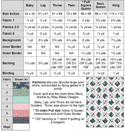 Busy Hands Quilts Harmony Quilt Pattern BUS1041 - 7 Size Variations Per Pattern