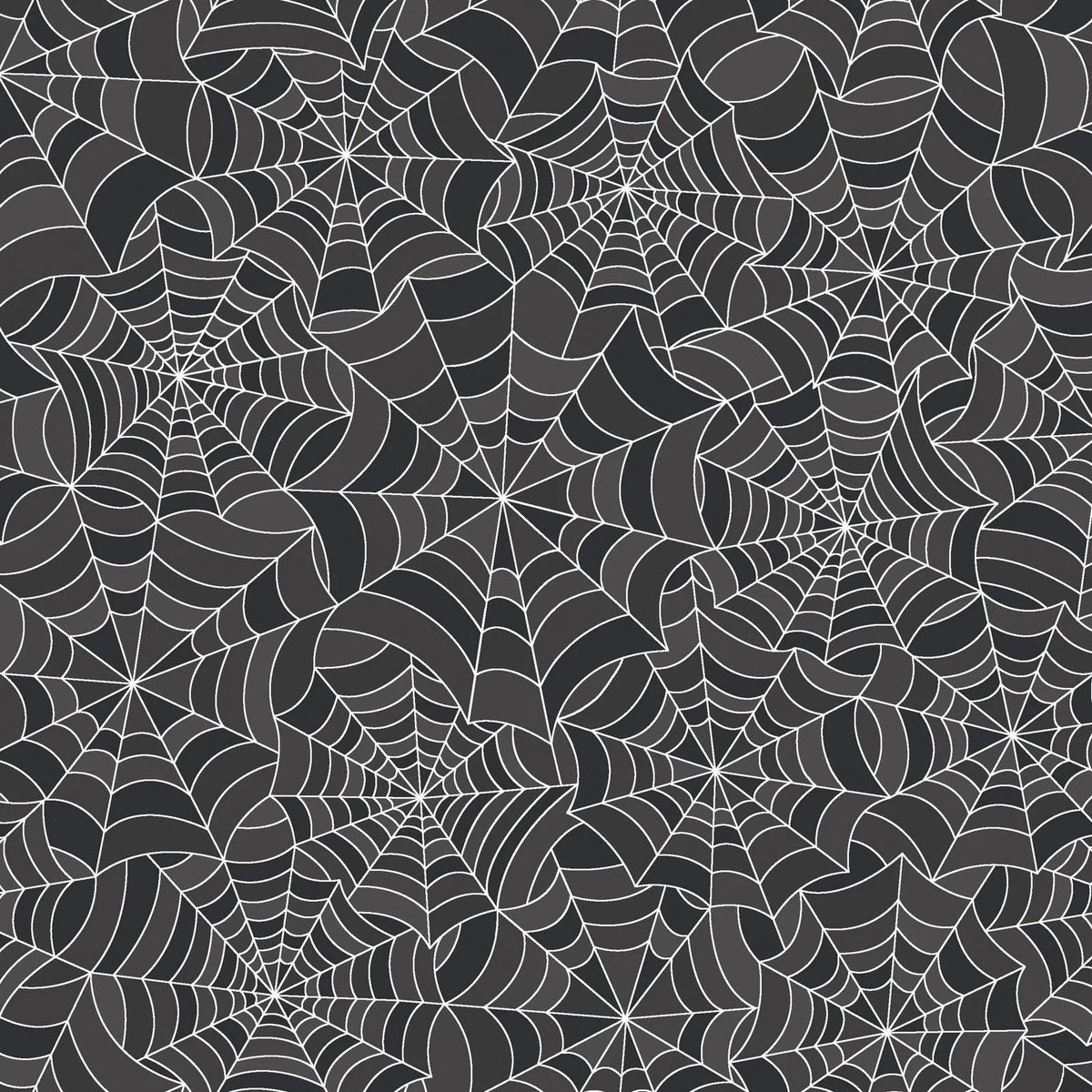 Maywood Studio Kimberbell Hometown Halloween Fabric Collection Spiderwebs on Black MAS9923-K