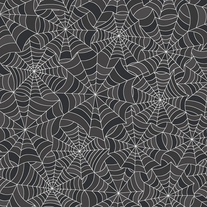 Maywood Studio Kimberbell Hometown Halloween Fabric Collection Spiderwebs on Black MAS9923-K