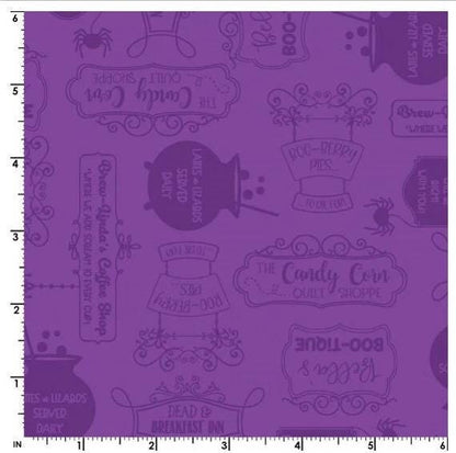 Maywood Studio Kimberbell Hometown Halloween Fabric Collection Potions on Purple Premium 100% Cotton Quilt Shop Quality Fabrics
