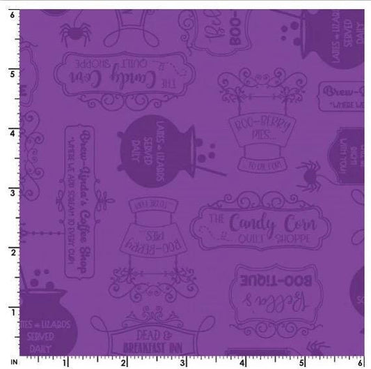 Maywood Studio Kimberbell Hometown Halloween Fabric Collection Potions on Purple Premium 100% Cotton Quilt Shop Quality Fabrics