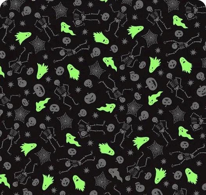 Glow-In-The-Dark Lewis & Irene Witchy Woods Fabric Collection Spooky Friends on Ghostly Gray Authentic Premium 100% Cotton Fabrics