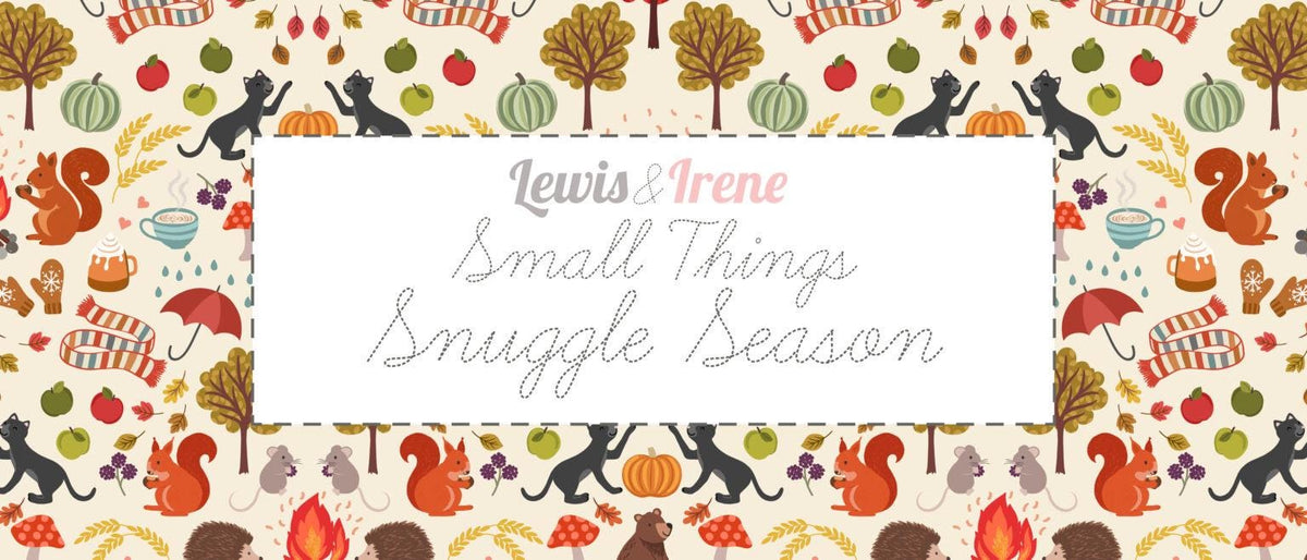 Lewis & Irene Small Things Snuggle Season Fabric Collection Warming Mugs on Dark Blue Authentic Premium 100% Cotton Fabrics
