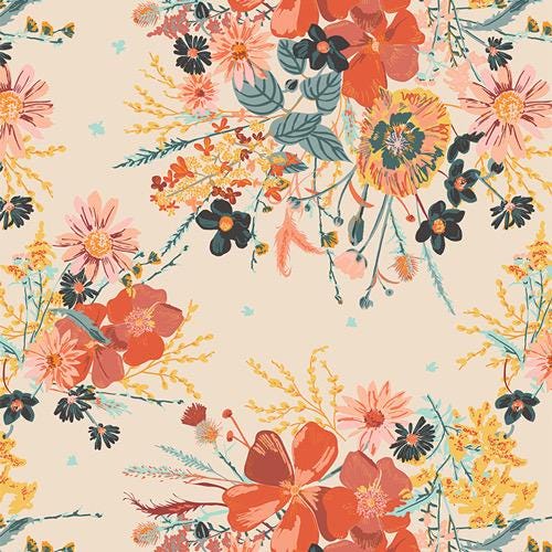 Art Gallery Season of Tribute - Listen to Your Heart Fabric Collection Painted Prairie Six Flannel Authentic Premium 100% Cotton Flannel