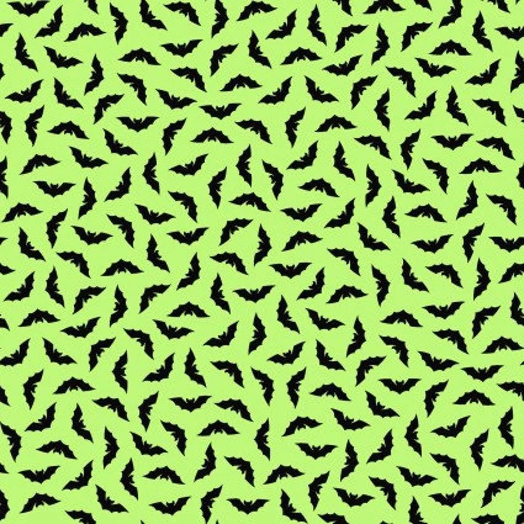 Maywood Studio Kimberbell Hometown Halloween Fabric Collection Bats on Green Premium 100% Cotton Quilt Shop Quality Fabrics